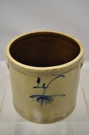 19th century chamber pot/throne chair. Antique Salt Glazed Stoneware Pottery Crock Pot With Cobalt Blue Design At 1stdibs