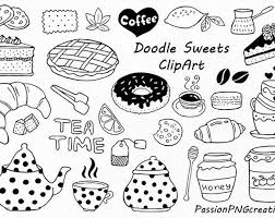 Black And White Candy Clipart Big Set Van Doodle Summer Cliparts Hand Drawn Vacation Etsy Doodles Clip Art Sweets Clipart