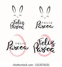 Set Lettering Quotes Feliz Pascoa Happy Stock Vector Royalty Free 1313576531