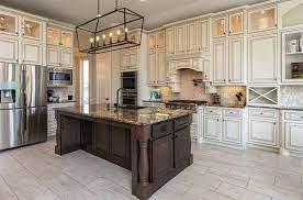We varied the styles and materials to provide an historic interest. Distressed Kitchen Cabinets Design Pictures Designing Idea