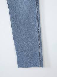Whiskered Cropped Raw Hem Jeans