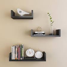 Etagere Murale En 3 Pieces Noir Mat Design Retro Cdiscount Maison