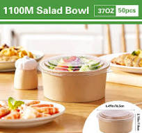 Large Kraft Bowls 37oz 50Pcs, Disposable Paper Salad Bowls with Lids, Round  Paper Food Containers for Meal Prep Takeout Dinnerware