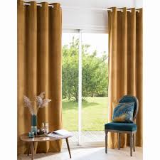 Rideau A œillets En Velours Jaune Moutarde A L Unite 140x250 Maisons Du Monde Tende Con Occhielli Giallo Senape Tende Gialle