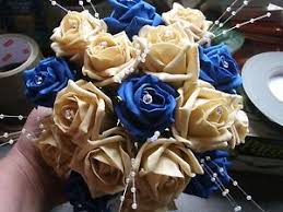 Pin By Christine Valenzuela On Wedding Blue Gold Wedding Blue Themed Wedding Gold Wedding Flowers