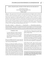 PDF) Sexual health and Canadian youth: How do we measure up?