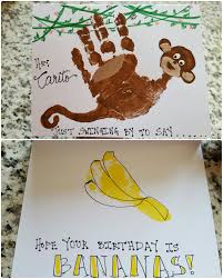 Toddler Crafts For Daddy S Birthday Monkey Handprint Birthday Card 3yr Old Handprint 4 Month Old Footprint Dad Birthday Card Daddy Birthday Card Happy Birthday Kids