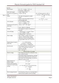 Physics Formula Icse_standard 10
