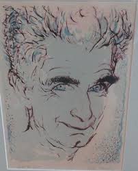 Otis Philbrick, Self Portrait, Woodblock Print, Signed