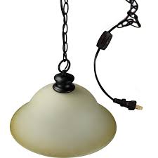 Plug In Swag Pendant Light Oil Rubbed Bronze Glass Shade Walmart Com Walmart Com