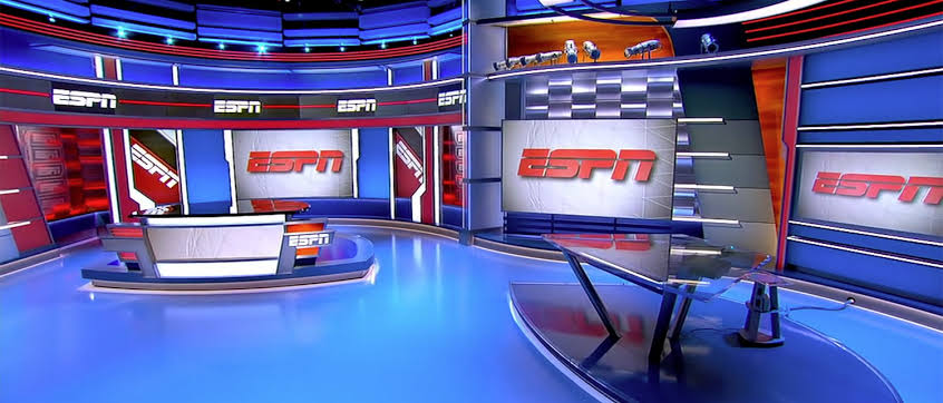 Empty ESPN broadcast studio desk representing Ryan Clark's sudden departure from the network
