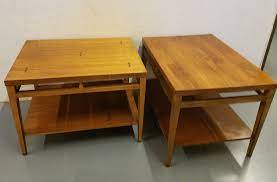 Beautiful Pair Of Mcm End Tables Dated 1959 From The Lane Tuxedo Group Walnut And Pecanwood With Rosewood Bowtie Inlays Lane Furniture Furniture End Tables