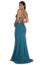 Stun In Elegance As You Wow In Our Savannah Dress She Features An All Over Teal Hue A Deep V Ne Teal Prom Dresses Necklines For Dresses Evening Gowns Elegant