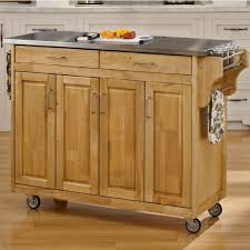 Small stainless steel kitchen island on wheels. Stainless Steel Top Wooden Kitchen Cart Island With Casters