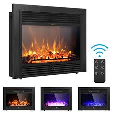 Tempered glass is safe for temperatures up to 500 degrees f which works well for most fireplaces. Costway 28 5 Fireplace Electric Embedded Insert Heater Glass Log Flame Remote Walmart Canada