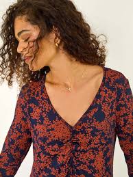 Buy Roman Brown Printed Ruched Front Hanky Top from Next USA