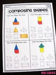 These worksheets will give your students practice to understand and develop their geometry skills. Composing Shapes Is Such A Fun Topic In First Grade And Kindergarten Geometry Learning How To C Kindergarten Geometry Shapes Worksheets First Grade Worksheets