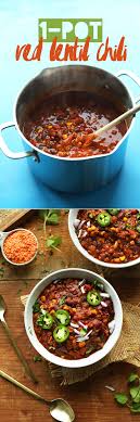 1 Pot Red Lentil Chili Minimalist Baker Recipes Recipe Whole Food Recipes Lentil Chili Recipes
