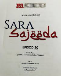 Zeel production sdn bhd pelakon : Sara Sajeeda 2019 Episod Tv3 Astro Ria