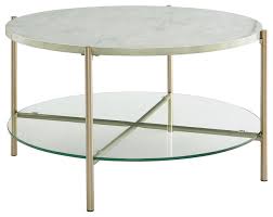 As a guy who doesn't drink a whole lot of coffee, i've built a surprisingly large number of coffee tables. 32 Modern Round Coffee Table With Glass Shelf Contemporary Coffee Tables By Walker Edison