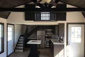 Derksen Custom Finished Portable Lofted Cabin By Enterprise Center Lofted Barn Cabin Shed To Tiny House Tiny House Cabin