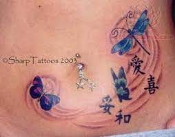 Butterflies And Dragon Fly Tattoo On Belly Dragonfly Tattoo Tattoos Hip Tattoos For Girls