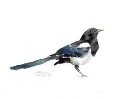 Aquarelle Originalepeinture Magpie 18x24cmpeinture Etsy Magpie Art Watercolor Painting Techniques Magpie