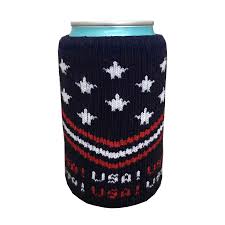 Both sides and bottom can be imprinted. Stars Stripes Usa Knit Beer Drink Koozie Boldfoot Socks