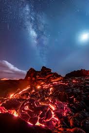 Meteor Streaks Across The Milky Way Above Lava Fields Volcanoes National Park On The Big Island Of Hawaii Volcano National Park Landscape Photography Volcano