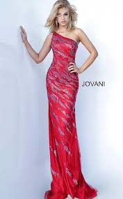 Embellished One Shoulder Red Prom Dress Jovani Prom2020 Prom Dresses Jovani Jovani Evening Dress Pageant Evening Gowns