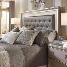 Queen bed set w/ chest in rustic natural tone finish. Samuel Lawrence Diva Upholstered California King Panel Bed In Silver 8808 Br K4