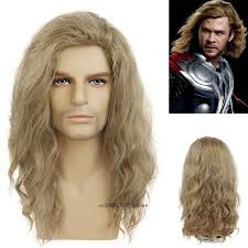 20 Inch Fat Thor Wig Cosplay Long Curly Wavy Hair Blonde Wigs for Men Male  Halloween Costume Party Fabio Cosplay Viking Wig Man