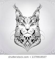 Lynx Head Ornament Stock Vector Royalty Free 764211523 In 2020 Animal Line Drawings Symbolic Art Peacock Wall Art