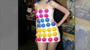 The top is an inexpensive white bustier that i embellished with hundreds of varied candies. Diy Katy Perry Dot Candy Dress Youtube