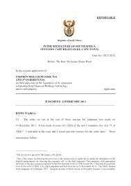 REPORTABLE IN THE HIGH COURT OF SOUTH AFRICA (WESTERN CAPE HIGH COURT, CAPE  TOWN) Case No: 18127/2012 Before: The Hon. Mr Justic