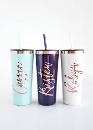 Tall Tumbler With Straw In 2021 Tumbler With Straw Personalized Cups Birthday Gifts For Teens