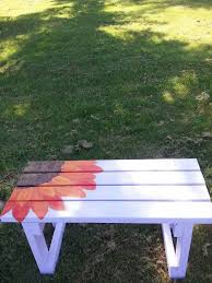 Lavender Sunflower Bench Painted Picnic Tables Painted Benches Picnic Table Makeover