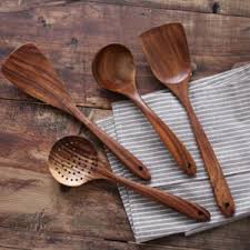 Kitchen utensils should be made from a material that won't scratch cookware, especially if it's nonstick cookware. Amazon Com Wooden Cooking Utensils Kitchen Utensil Nayahose Natural Teak Wood Kitchen Utensils Set Nonstick Hard Wooden Spatula And Wooden Spoons