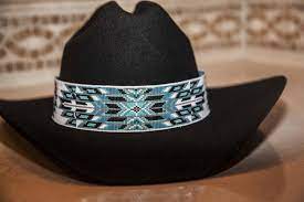 Cherokee Native American Style Etra Wide Hat Band Beaded Hatband Beaded Hat Bands Cowgirl Accessories Beaded Accessories