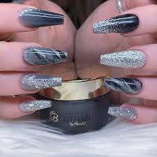 65+ ideas nails stiletto grey high heels. Coffin Grey And White Nail Designs Nail And Manicure Trends