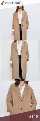 Zara camel wool blend coat with belt frilled ruffled puff sleeves patch pocketsnajlepszy sprzedawca. Zara Long Coat With Buttons Taupe Brown Long Coat Coat Zara