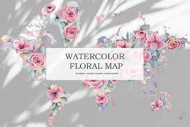 If you like, you can download pictures in icon format or directly in png image format. World Map Wall Art Floral Maps Spring Watercolor Flowers Etsy In 2020 Floral Map Floral Watercolor Map Wall Art