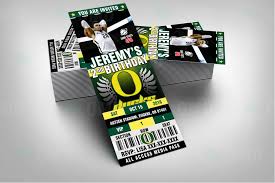 Oregon Ducks Basketball Ticket Style Sports Party Invites