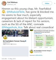 Patriotic south african, and committed member of the african national congress (anc). Mbalula Hanekom And Niehaus Get A Load Of This Outrageous Twitter Fight 2oceansvibe News South African And International News