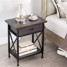 Classic grey / gold metal. Charlton Home Cayton 1 Drawer Metal Nightstand In Smoke Gray Reviews Wayfair