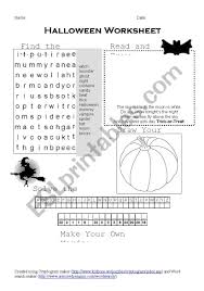 Halloween Activity Sheet Esl Worksheet By Anami Enter site url, to get website worth and complex seo analysis esl printables