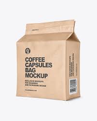 Kraft Paper Bag With Coffee Capsules Mockup In Bag Sack Mockups On Yellow Images Object Mockups