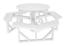 Polywood Ph36wh Park 36 Round Picnic Table In White Round Picnic Table Plastic Picnic Tables Picnic Table