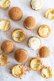 Choux Au Craquelin Cream Puffs With Passionfruit Cream And Passionfruit Whipped Cream Crispy Light Cream Puffs Toppe Desserts Pastry Recipes Sweet Recipes