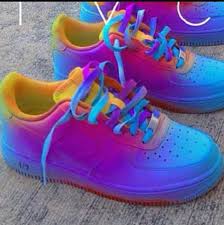 Neon Rainbow Air Force Ones Nike Free Shoes Nike Shoes Women Nike Shoes